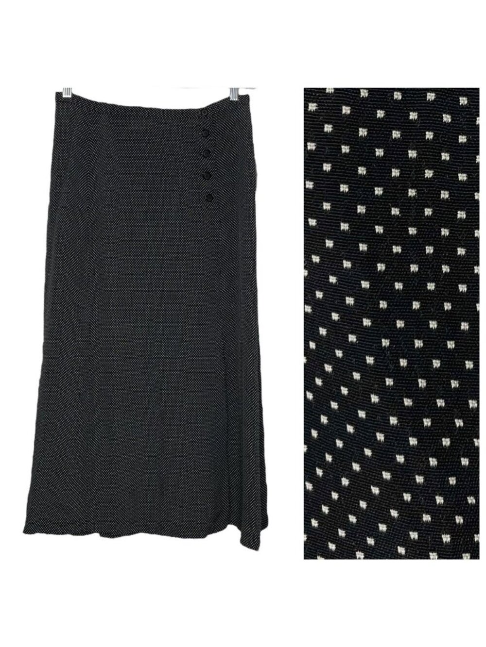 Vintage JH Collectibles Womens Skirt Medium Polka Dot Side Slit